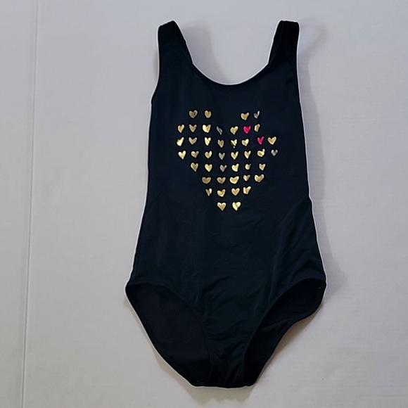 Abercrombie Swim Medium Women's One Piece Swimsuit Gold Hearts Black - Picture 1 of 6